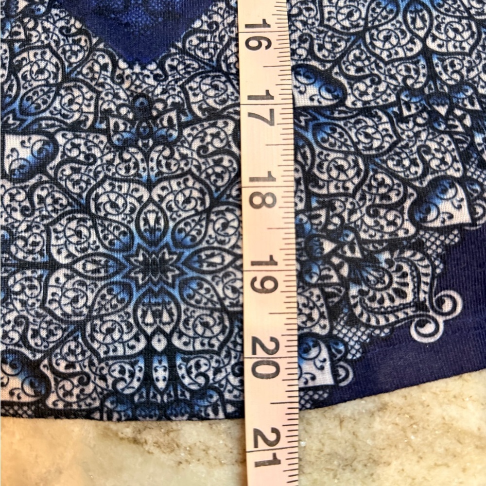 One World Boho Rhinestone Blouse Womens XL Blue Printed Top and cover - Picture 7 of 8